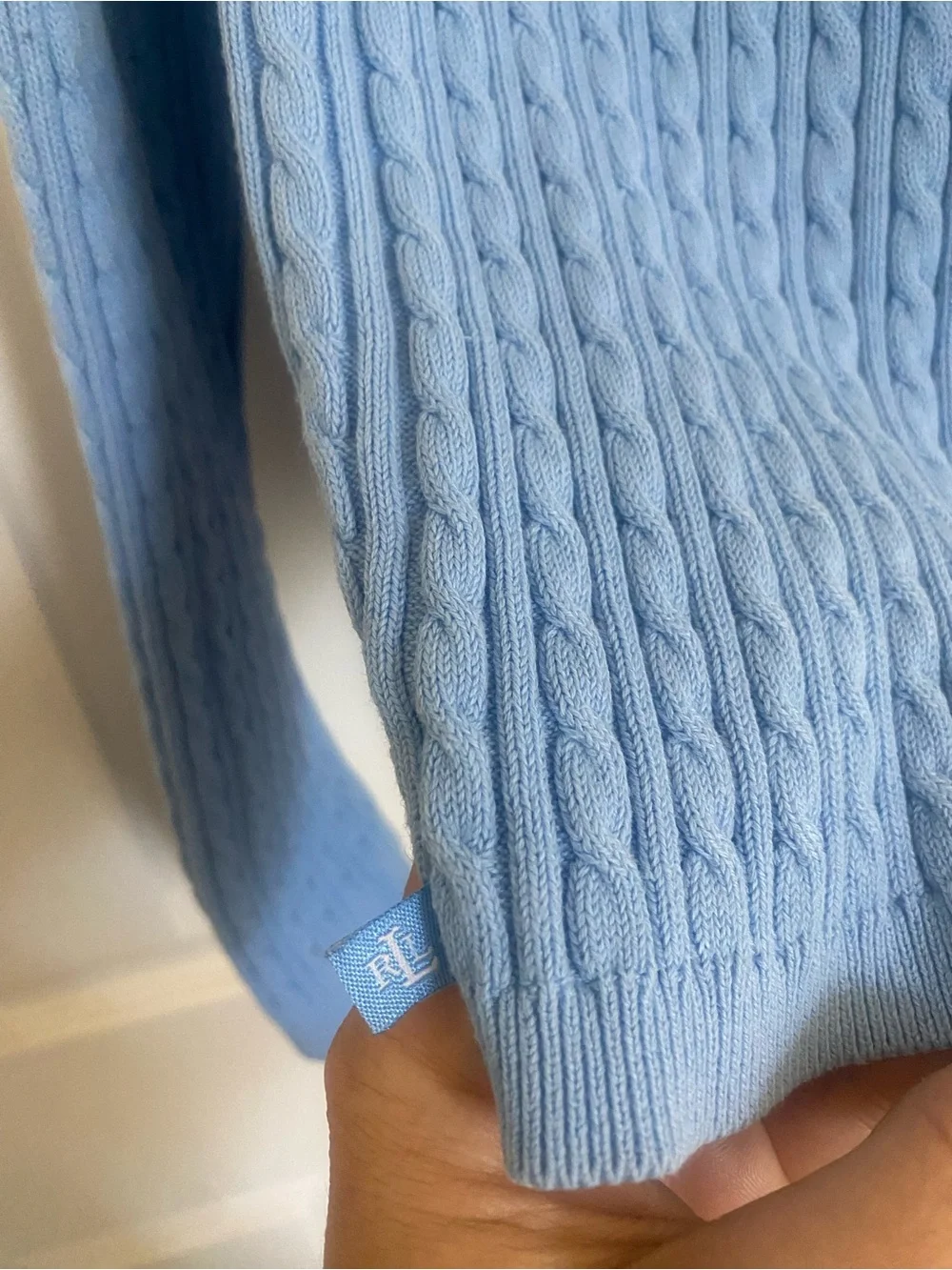 Ralph Lauren Sky Blue Cable-Knit V-Neck Cardigan